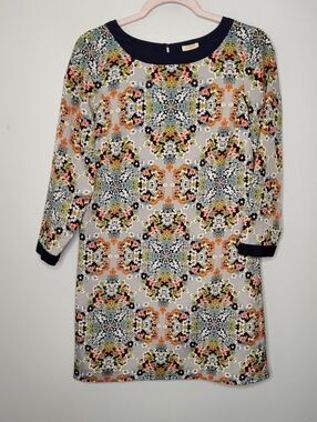 J.Crew Dress Size 0 Misty Fog Floral 3/4 Sleeve Casual Silky Multicolor